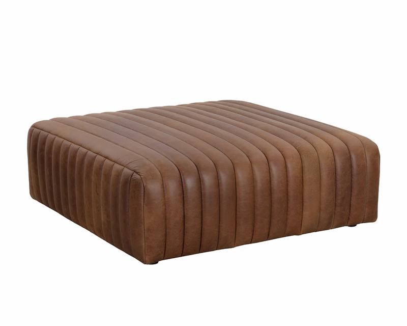 Roderick Square Ottoman - Aged Cognac