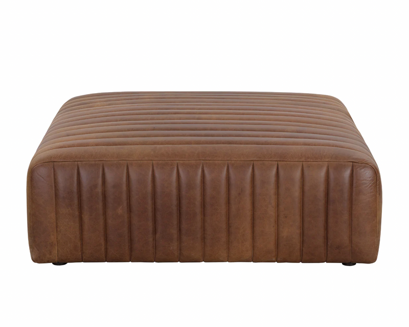 Roderick Square Ottoman - Aged Cognac