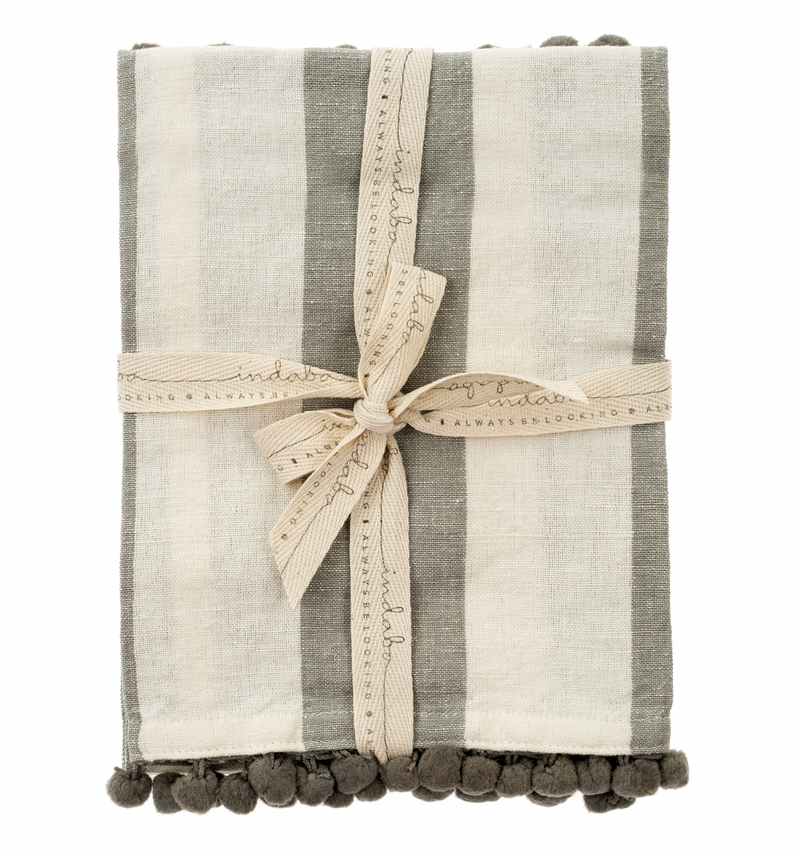 Pom Pom Grey Stripe Tea Towel Set