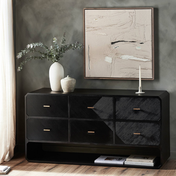 Caspian 6 Drawer Dresser - Black Ash