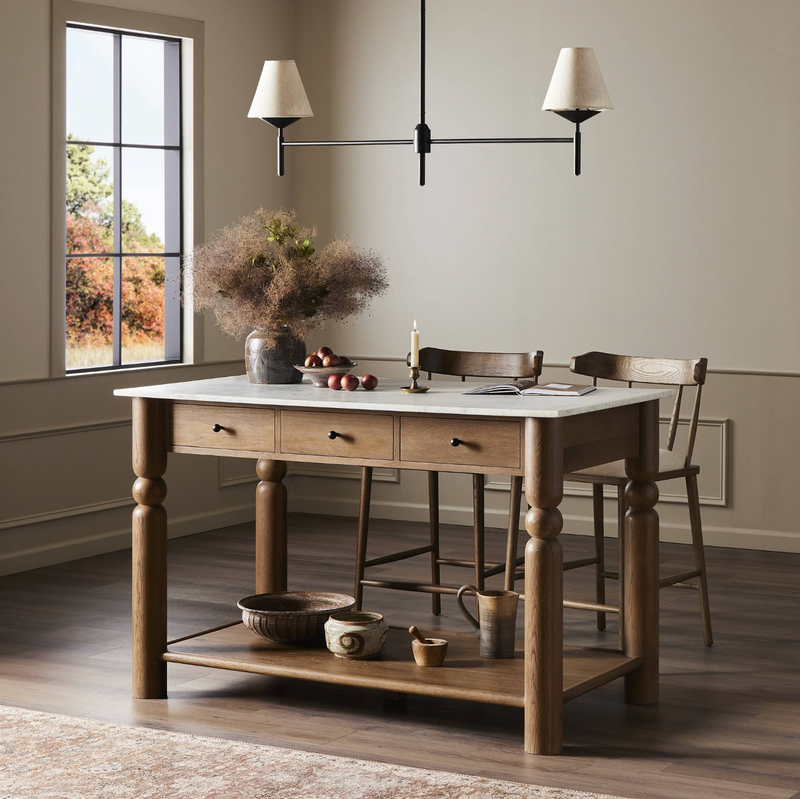 Dothan Kitchen Island - White Marble