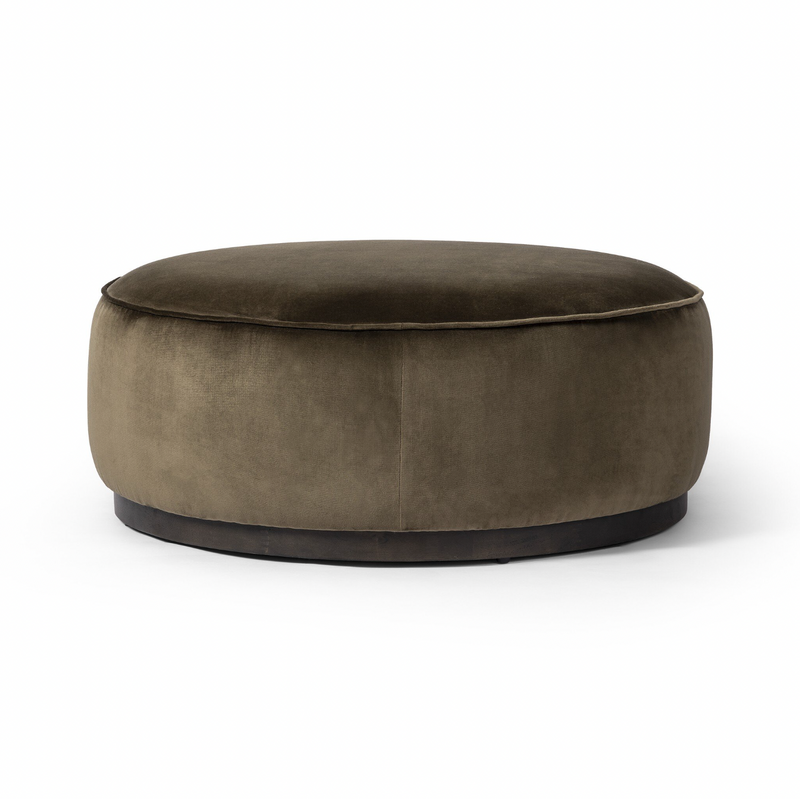 Sinclair Large Round Ottoman - Surrey Olive