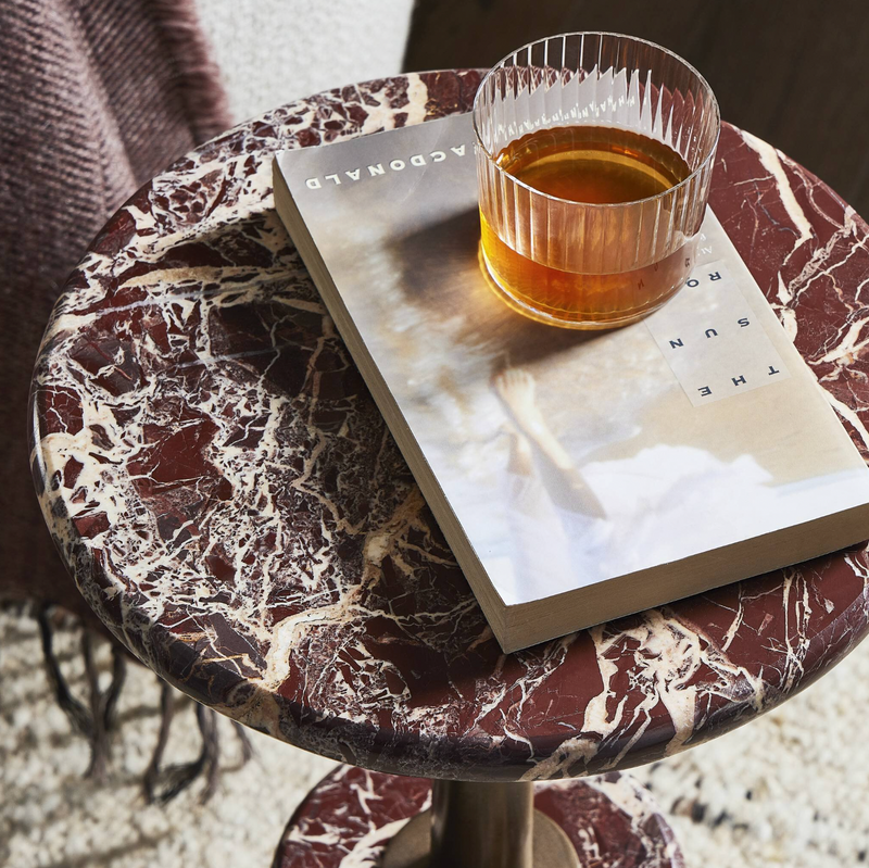 Reeves End Table - Garnet Marble