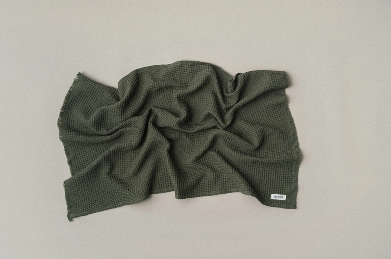 Olive Green Waffle Hand Towel