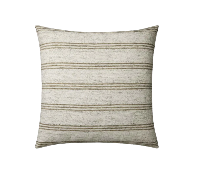 Amber Lewis x Loloi - Zepher Ivory and Olive 22" Toss Cushion