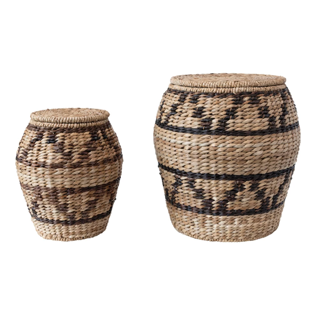 Hand-Woven Rattan and Abaca Baskets with Lids – Arcadia Modern Home