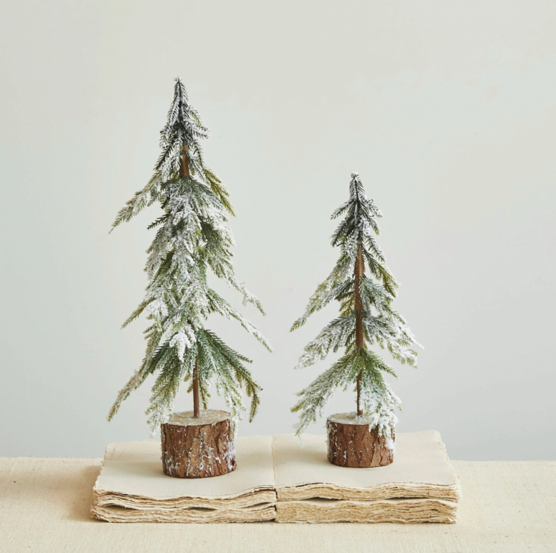 Faux Fir Tree with Wood Base Small