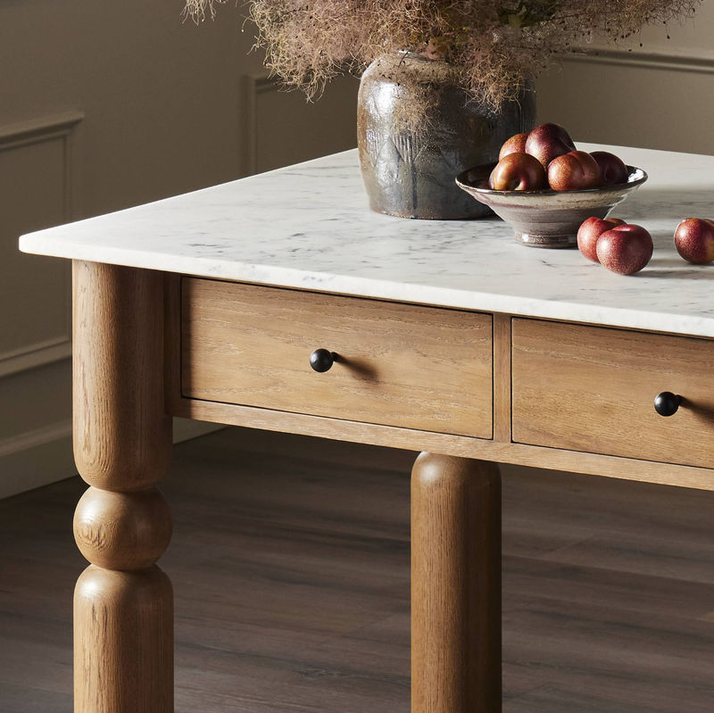 Dothan Kitchen Island - White Marble