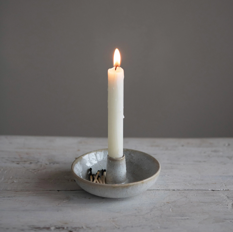 Stoneware Dish with Toothpick Holder