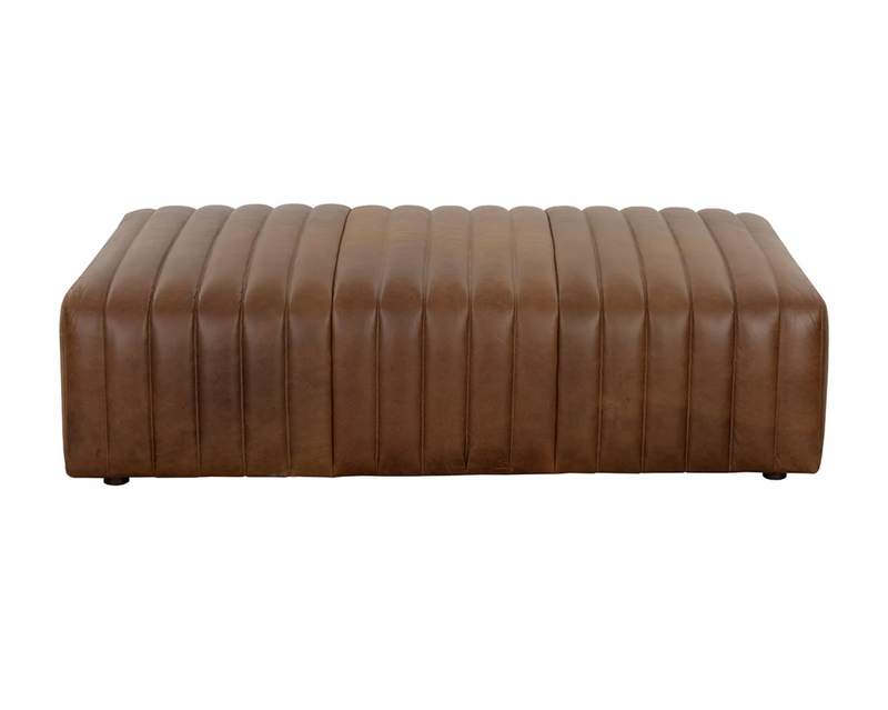 Roderick Rectangular Ottoman - Aged Cognac