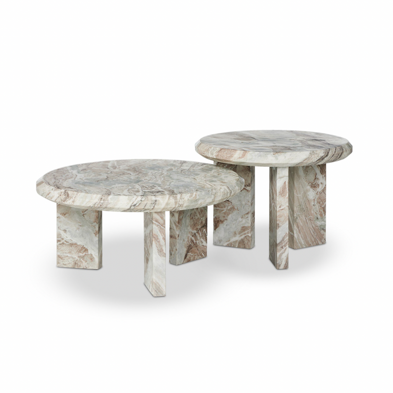 Dakota Nesting Coffee Table Set - Creamy Taupe Marble