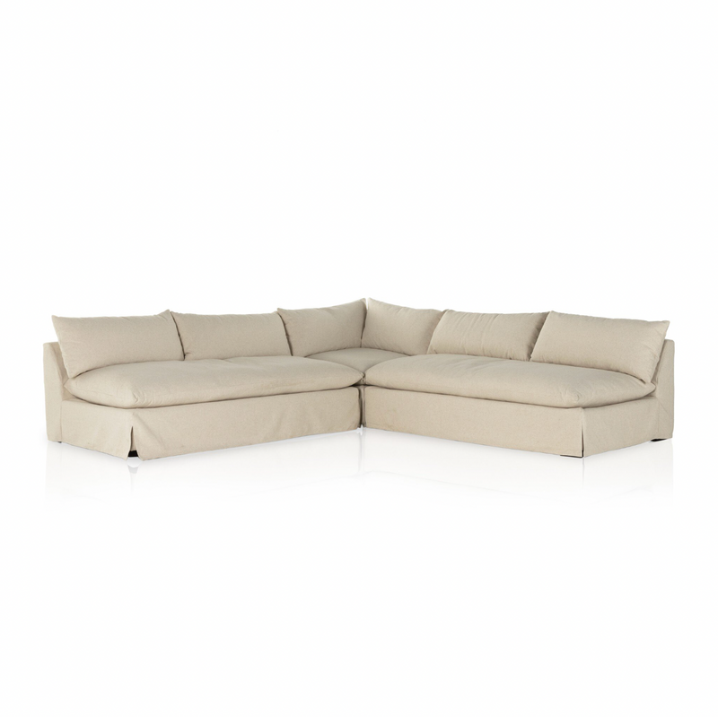 Grant Slipcover 3-Piece Sectional - Antwerp Natural