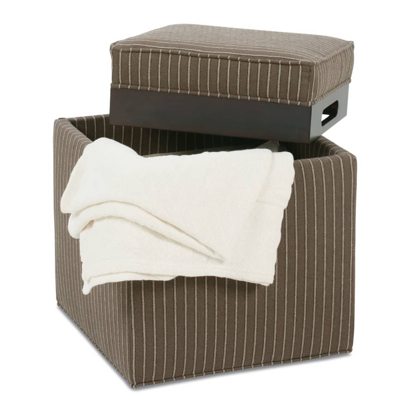 Nelson Storage Cube Ottoman - Bark Stripe