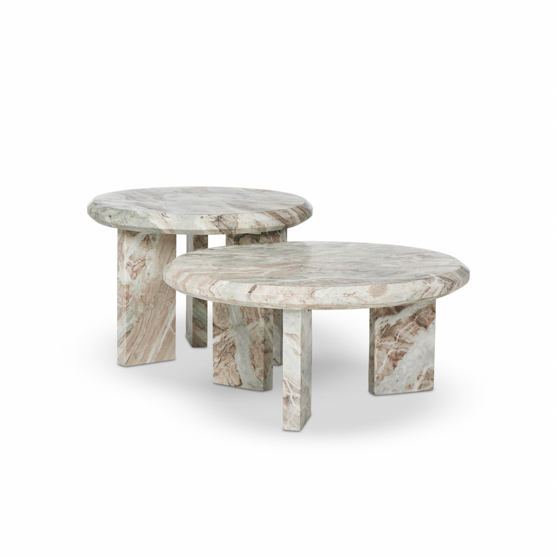 Dakota Nesting Coffee Table Set - Creamy Taupe Marble