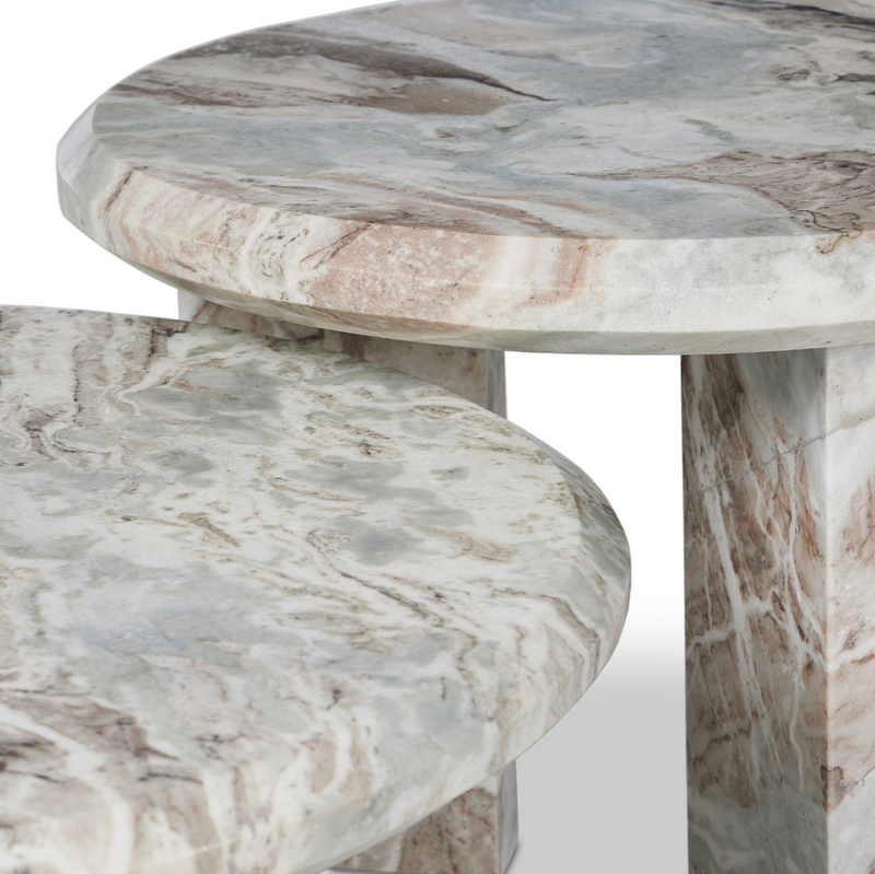 Dakota Nesting Coffee Table Set - Creamy Taupe Marble