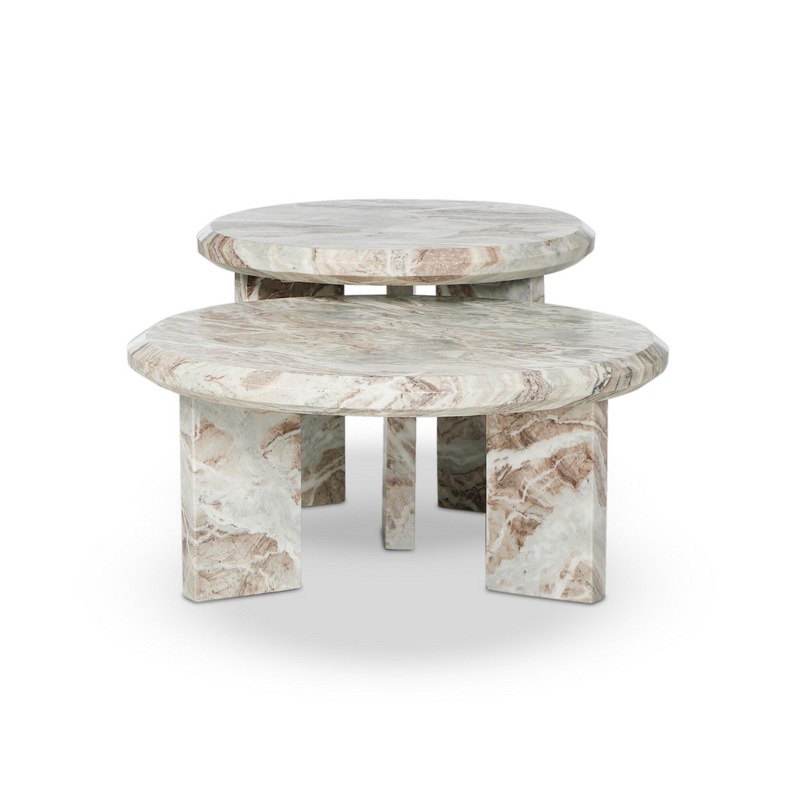 Dakota Nesting Coffee Table Set - Creamy Taupe Marble