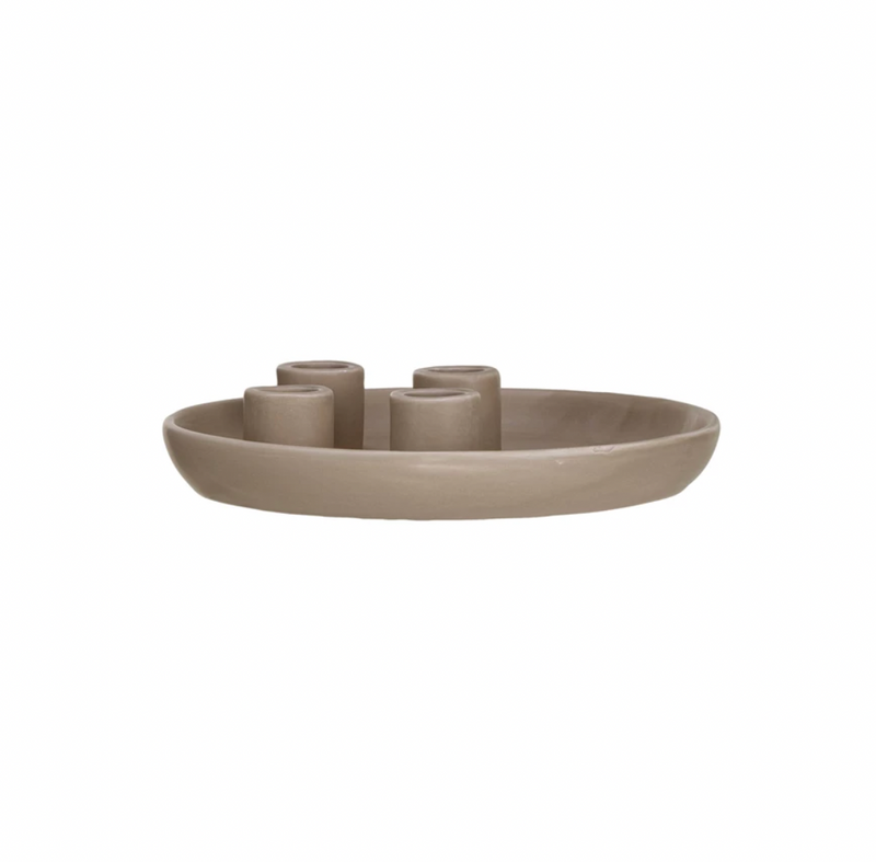 Stoneware Advent Taper Holder, Matte Tan