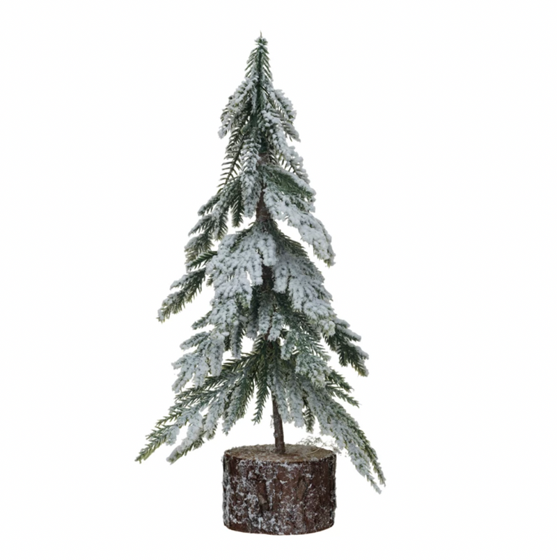 Faux Fir Tree with Wood Base Small