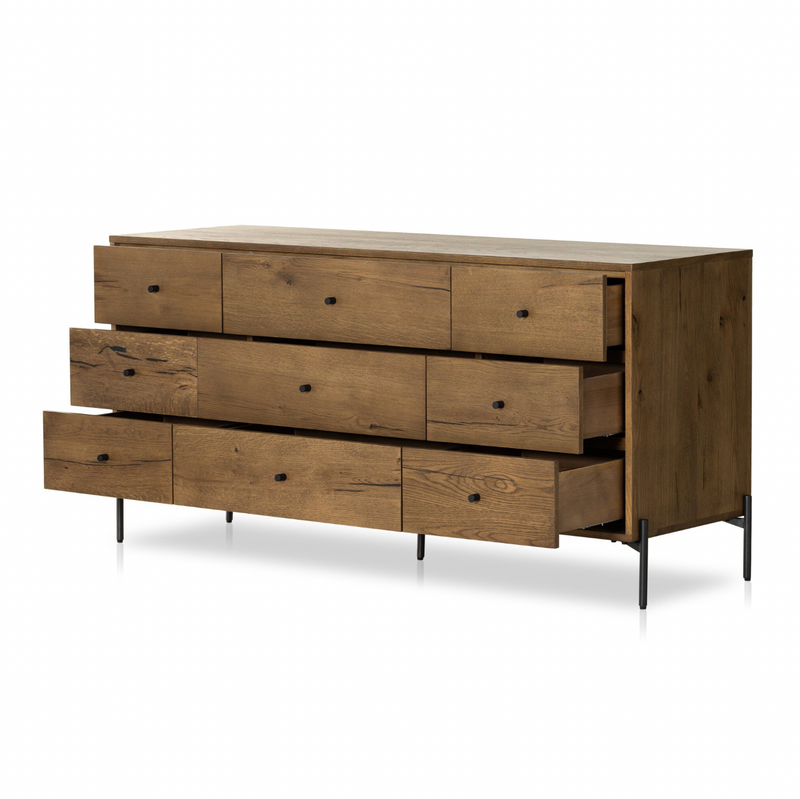 Eaton 9 Drawer Dresser - Amber Oak Resin