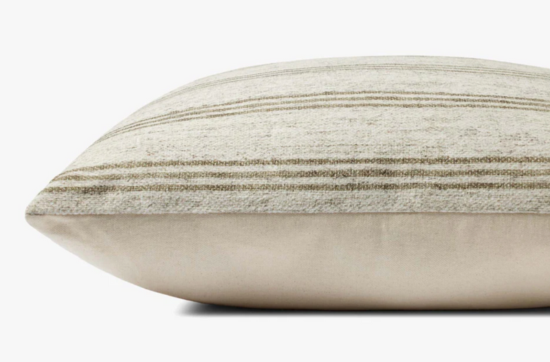 Amber Lewis x Loloi - Zepher Ivory and Olive 22" Toss Cushion