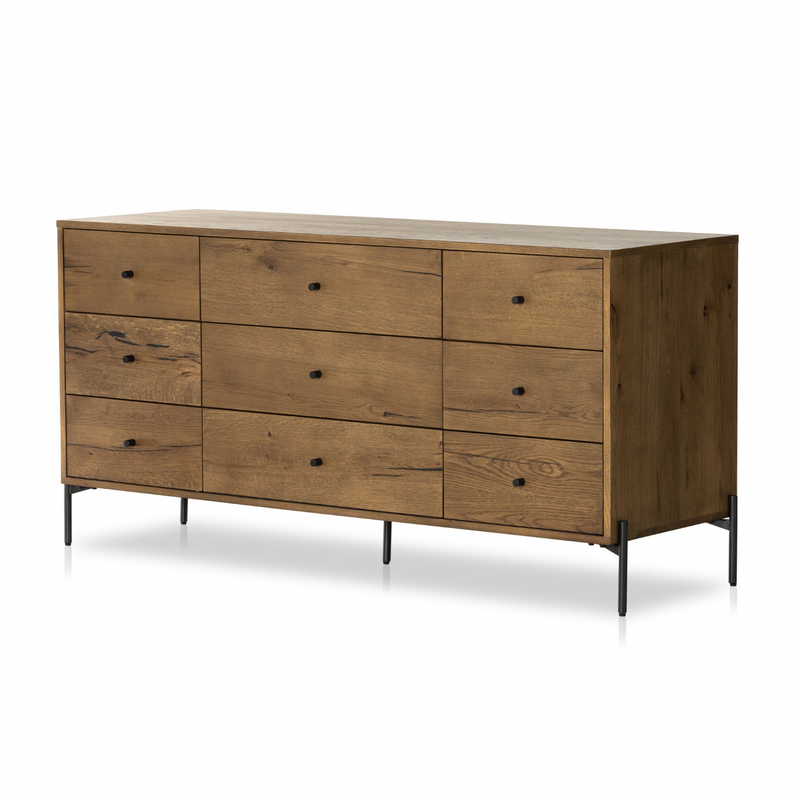 Eaton 9 Drawer Dresser - Amber Oak Resin