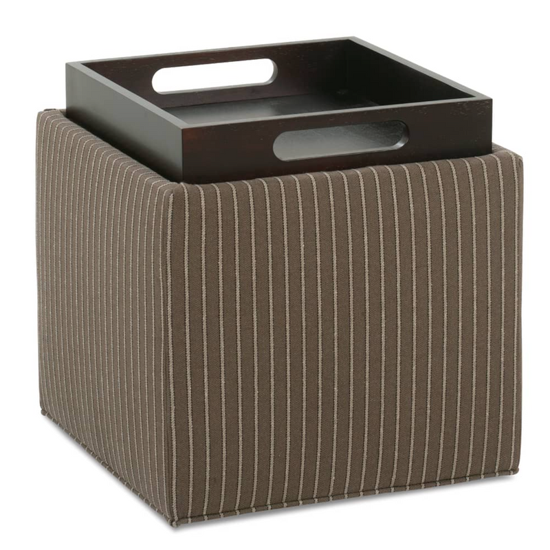 Nelson Storage Cube Ottoman - Bark Stripe