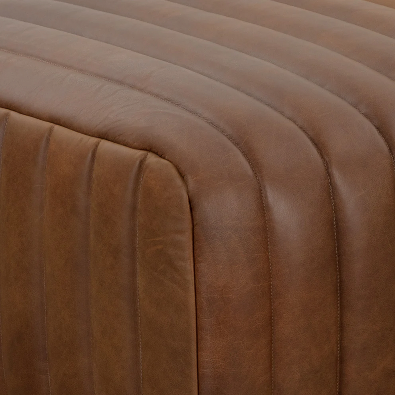 Roderick Rectangular Ottoman - Aged Cognac