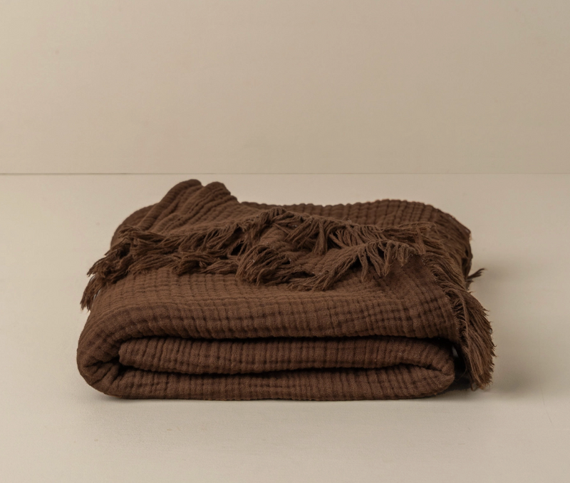 Enes Cotton Throw - Chocolate