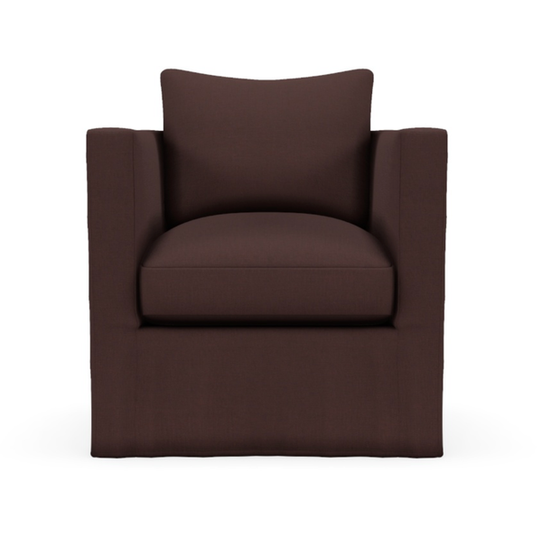 Rothko Slipcovered Swivel Chair - Raisin