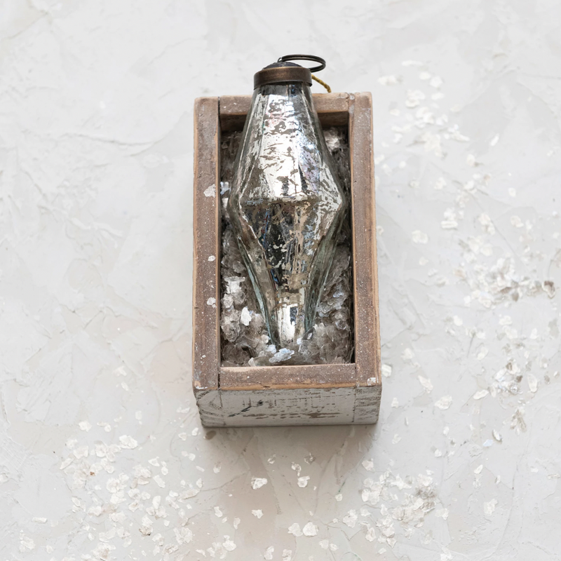 Mercury Glass Ornament, Silver Finish