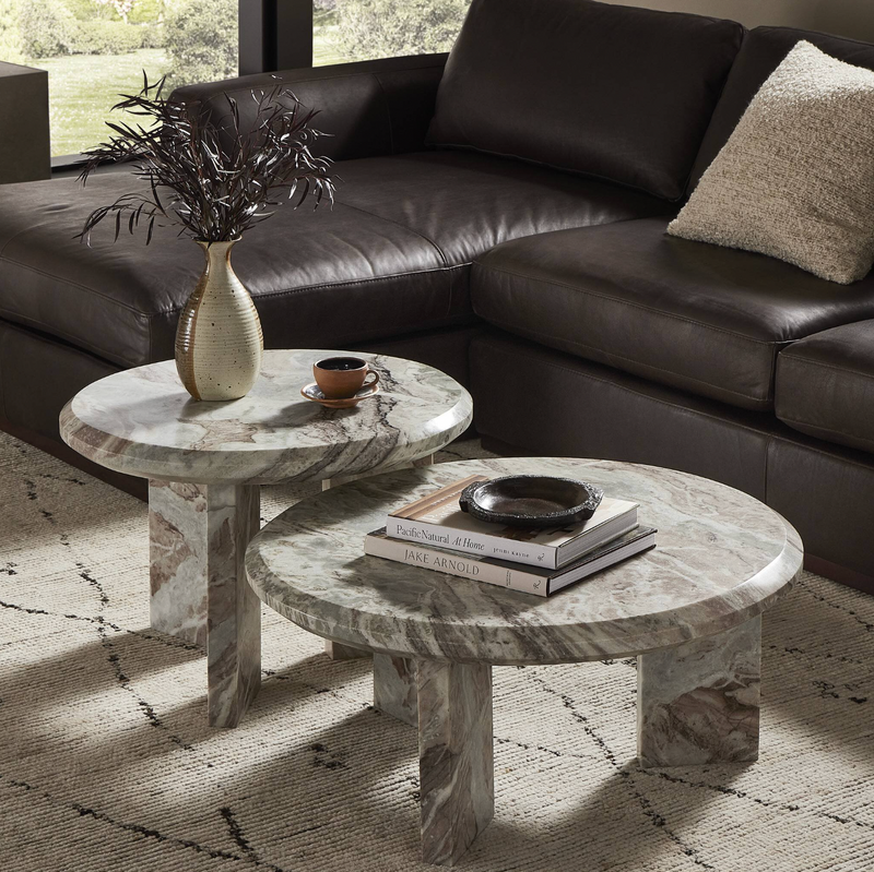 Dakota Nesting Coffee Table Set - Creamy Taupe Marble