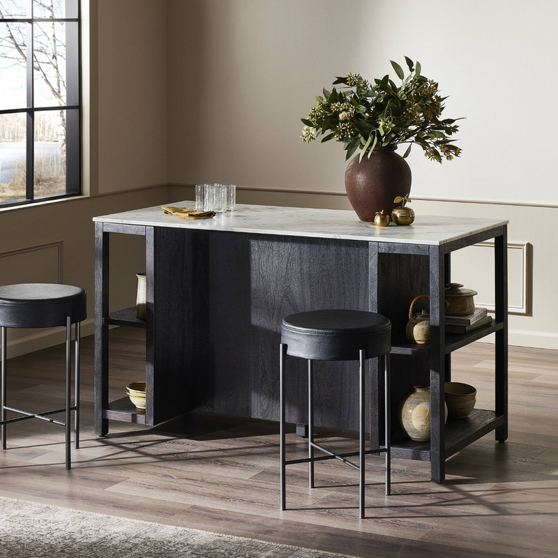 Indira Kitchen Island - Black Wash