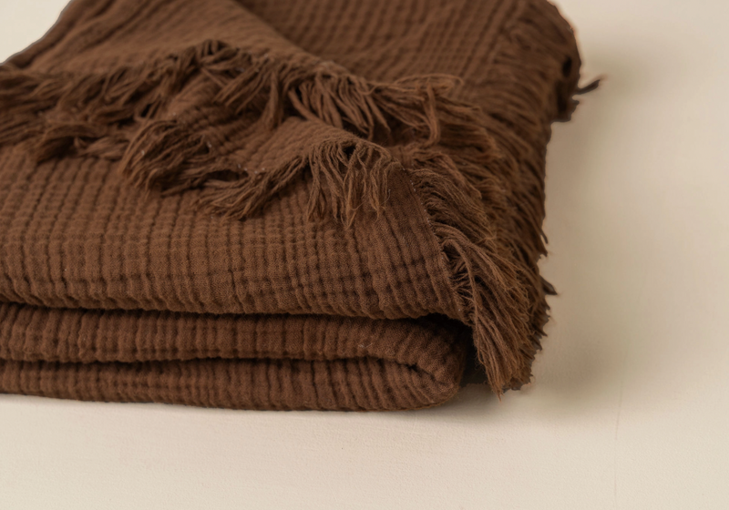 Enes Cotton Throw - Chocolate