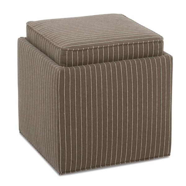 Nelson Storage Cube Ottoman - Bark Stripe