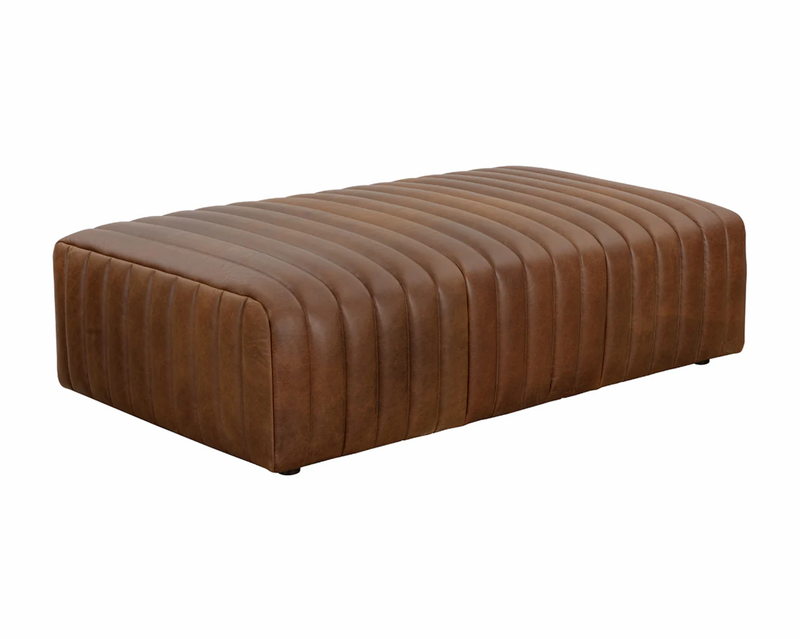 Roderick Rectangular Ottoman - Aged Cognac