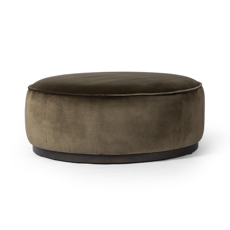 Sinclair Large Round Ottoman - Surrey Olive