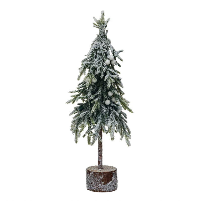 Faux Fir Tree with Wood Base Large