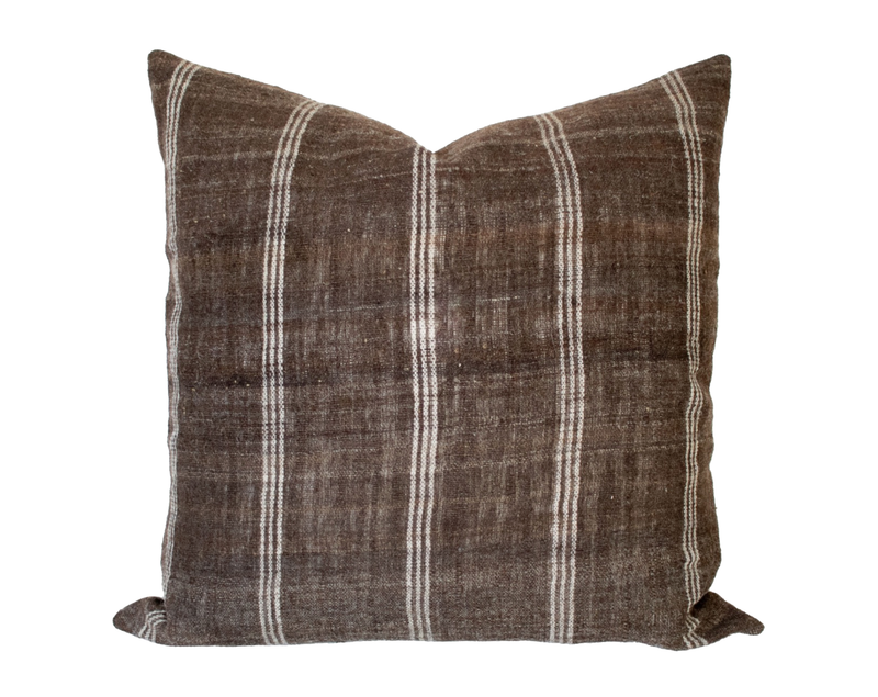 Priya 24" Brown Wool Cushion