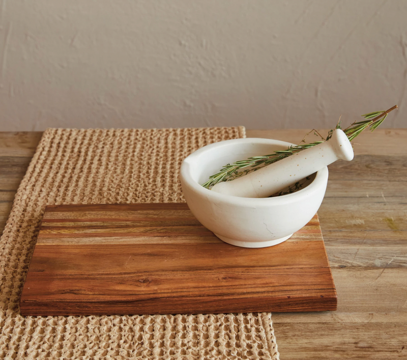 Stoneware Mortar & Pestle - White