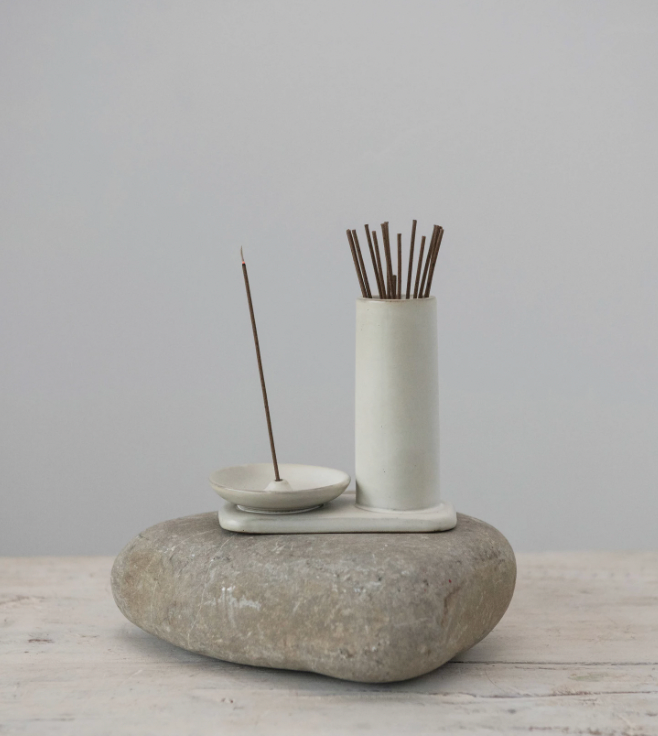 Stoneware Incense Dish/Holder, Reactive Glaze