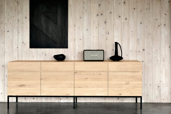 Oak Ligna Sideboard 4 door - Black legs