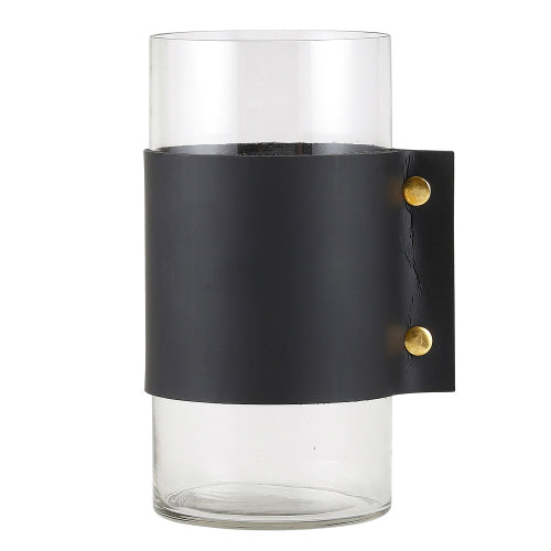 Black Cuffed Hurricane Vase